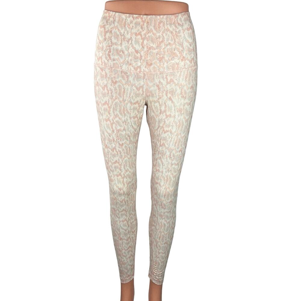 Old Navy Active White Pink Snake Print Mid Rise Activewear Fitness Legging Sz M